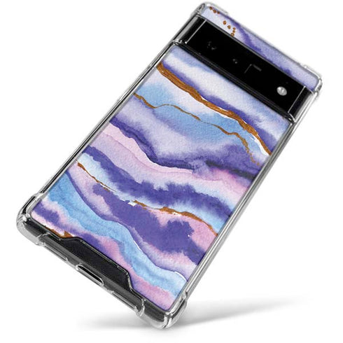 Blue Violet Watercolor Geode Google Pixel 6 Clear Case